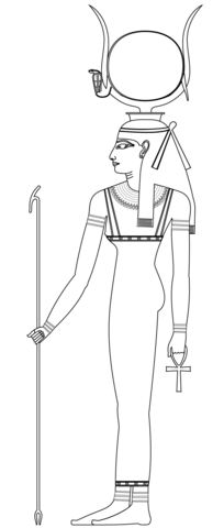 Hathor, Ancient Egyptian Goddess Coloring Page